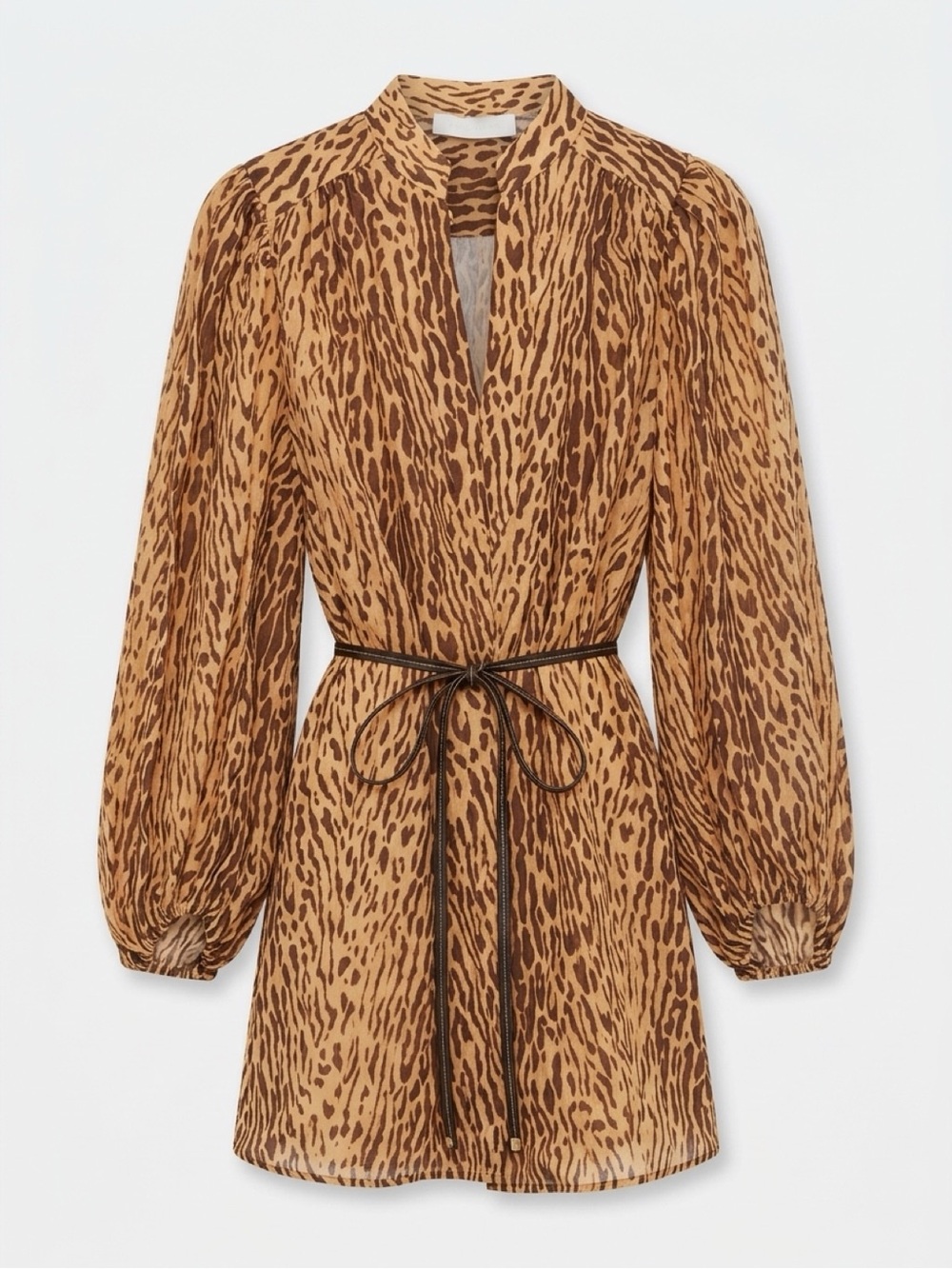 Zimmermann Leopard Print Belted Mini Dress / Tunic, New Without Tags